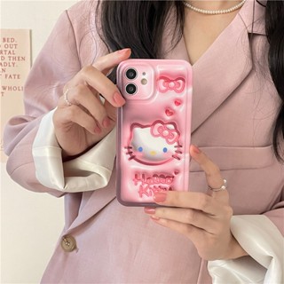 เคสโทรศัพท์มือถือ แบบนิ่ม ลายการ์ตูนแมว 3D สีชมพู สําหรับ Apple iPhone 14 13ProMax 12 13 11 12ProMax 14Pro