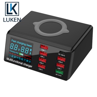 Luken Tongdaytech ที่ชาร์จไร้สาย USB 100W 8 พอร์ต ชาร์จเร็ว 3.0 PD สําหรับ Samsung S10 S9 IP14 13 11 12 Pro Max