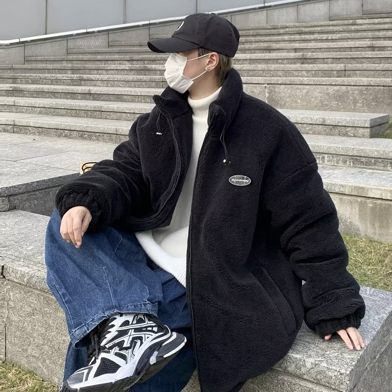 สไตล์ญี่ปุ่น Stand-Up Collar Lamb ขนสัตว์ผ้าฝ้ายเสื้อแจ็คเก็ตผู้ชาย M-2XL ฤดูหนาว Street สวมใส่หลวม All-Match นักเรียน