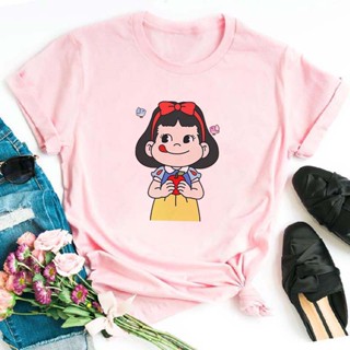 ♣✥✺Ladies Snow White Princess T Shirt O-Neck Print Casual Short Sleeve Harajuku Womens T-Shirt_01