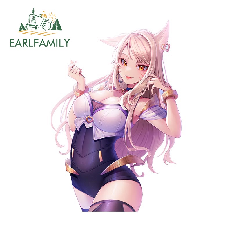EARLFAMILY 13 ซม.x 8.9 ซม.สําหรับKDA Ahri LOL League of Legendsตลกรถสติกเกอร์รูปแบบการ์ตูนรถประตูPro