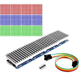 Rr MAX7219 4 in 1 โมดูลควบคุม MCU พร้อมแผงสีฟ้า สีเขียว สีฟ้า 5P สําหรับ Matrix Microcontroller