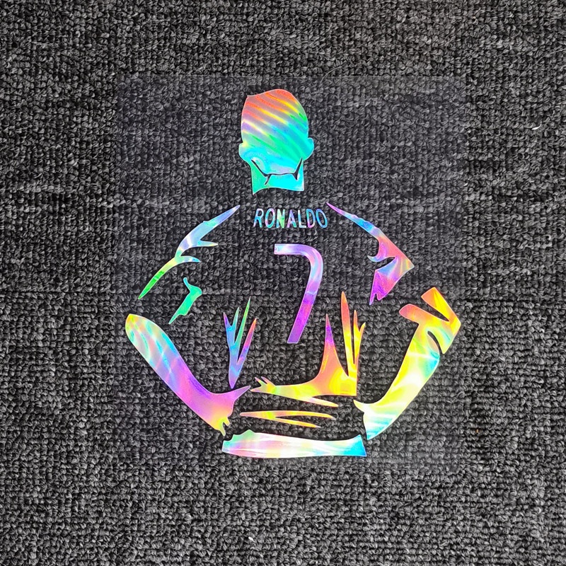 สติ๊กเกอร์ติดรถ Cristiano Ronaldo CR7 ฟุตบอลสะท้อนแสงตกแต่งสําหรับกระจกหน้าต่างประตู Trunk รถจักรยานยนต์ Wall