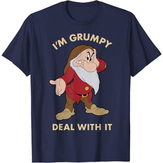 Disney Snow White Im Grumpy Deal With It Portrait T-Shirt Casual fashion Korean round collar trend_03