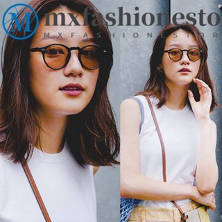 Mxfashione แว่นกันแดด ทรงกลม แฟชั่น บุคลิกภาพ กรอบกลม สีเหลือง สีดํา เลนส์สีชา สไตล์เกาหลี