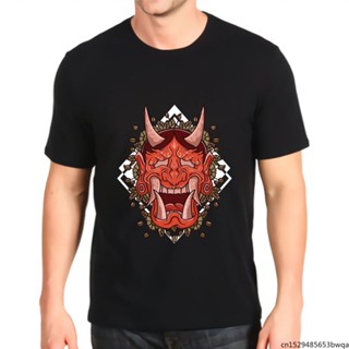 เสื้อยืดพิมพ์ลาย Demon Face Devil Oni สไตล์ญี่ปุ่นสําหรับผู้ชาย_03