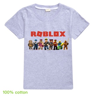 4-15 ปี Roblox เด็กเสื้อยืดท็อปส์ซูเด็กชายเสื้อยืด เสื้อยืดแฟชั่นผ้าฝ้าย 100% เสื้อผ้าผู้หญิงเสื้อยืด_04