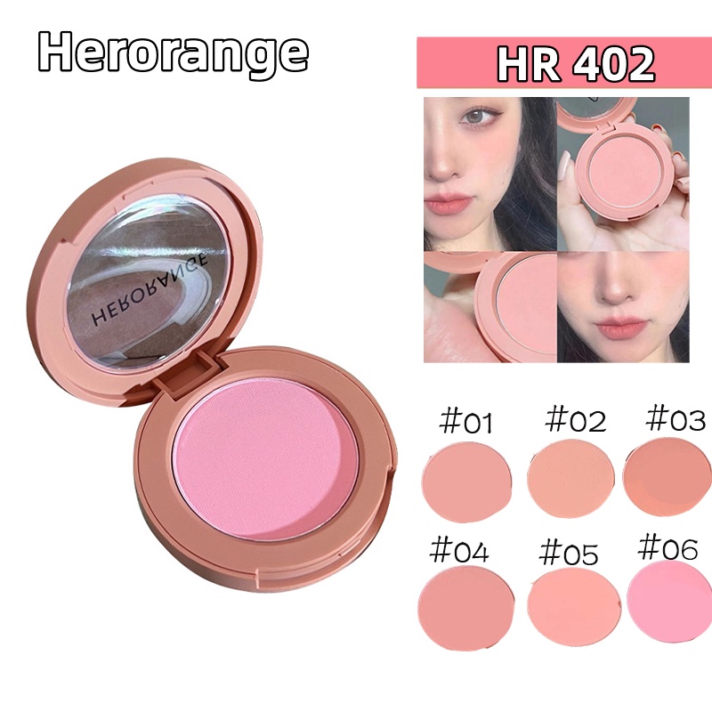Herorange บลัชออน ปัดแก้ม สีธรรมชาติ ติดทนนาน เนื้อแมตต์ สีชมพูพีช ธรรมชาติ สไตล์เกาหลี 6 สี สำหรับนักศึกษาและพนักงานออฟฟิศ(blush)