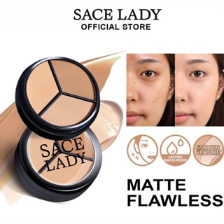 SACE LADY Tri-color Concealer Light Natural Waterproof Even Skin Tone Matte Moisturizing Long-lasting Concealer Trimming Shadow