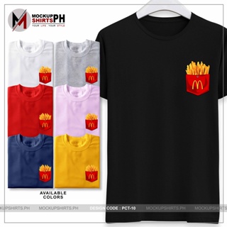 เสื้อยืดสีพื้น - MOCKUPSHIRTS PH - พ็อกเก็ตทีส Mc do Fries PCT-10 เสื้อยืดผ้าฝ้ายคุณภาพสูง Unisex A