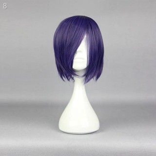 พร้อมส่ง●❖Mcoser วิกผมอนิเมะ Tokyo Ghoul/Ghoul Kirishima Dongxiang ผ้าไหมอุณหภูมิสูงผมปลอมสีฟ้าสีม่วง COS