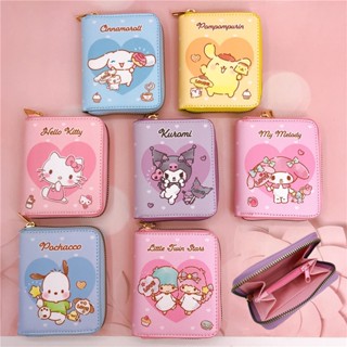 กระเป๋าสตางค์ลําลอง หนัง Pu ลายการ์ตูน Hello Kitty Cinnamoroll My Melody Kuromi Sanrios พร้อมกระดุม