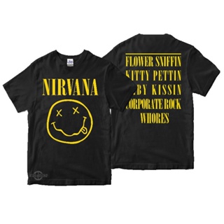 [S-5XL]เสื้อยืด พิมพ์ลายดอกไม้ nirvana SMILEY FACE FLOWER SNIFFIN พรีเมี่ยม สําหรับเด็กวัยรุ่น_01