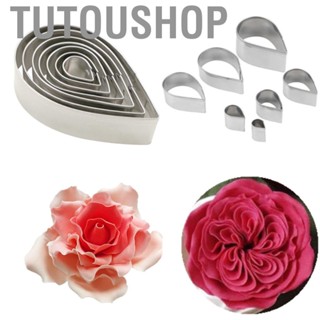 Tutoushop 7Pcs/Set Rose Cutter Stainless Steel Water Drop Shape Fondant Flower Molds Petal Stencils Cake Decoration Tools