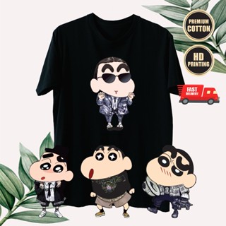 Crayon Shin Chan Graphic Top Black T-shirt Round Neck Top Tees Baju_12