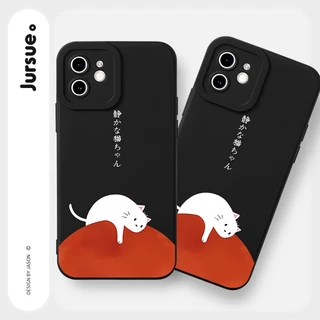JURSUE เคสไอโฟน เคสซิลิโคนนุ่มกันกระแทกการ์ตูนน่ารักตลก เคสโทรศัพท์ สีดำ Compatible for iPhone 17 Air 16 15 14 13 12 11 Pro Max SE 2020 X XR XS 8 7 Plus พลัส Y2901