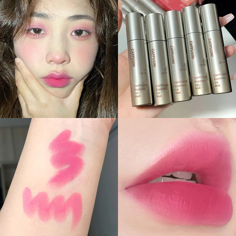 Cappuvini Velvet Matte Lip Mud Concentrated Lip Glaze กันน้ํา Silky Moisturizing Lip Gloss Lip Tint Liquid ลิปสติกเครื่องสําอางแต่งหน้า