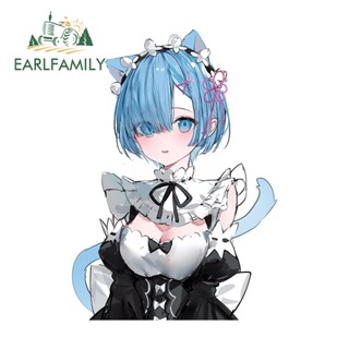 Earlfamily สติกเกอร์ไวนิล ลายการ์ตูนผู้หญิงน่ารัก Re Zero สําหรับติดกันชนประตูรถยนต์ 13 ซม. x 9.2 ซม.