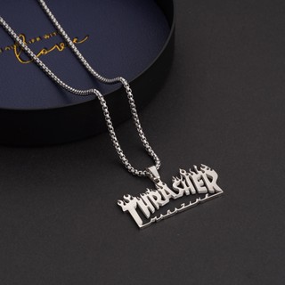 Thrasher สร้อยคอโชคเกอร์ โซ่ยาว สเตนเลส สไตล์ฮิปฮอป สําหรับผู้หญิง ผู้ชาย ทุกเพศ