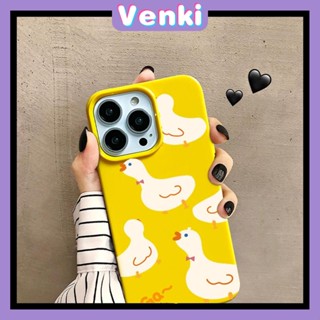 VENKI - เคสไอโฟน11 เคส iPhone Case Soft TPU เคสลูกอมสีเหลืองเคลือบเงาการ์ตูนน่ารักเป็ดป้องกันกล้องกันกระแทกสำหรับ iPhone 14 13 12 11 Pro Max 7 8 Plus X XR