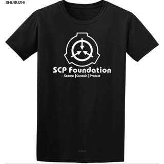 HH SCP Foundation Secure Contain Protect Fan SCP Wiki Logo Inspired T-Shirt Cotton Men T-shirts Bigger คอกลม