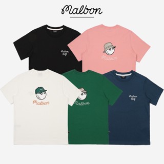 เสื้อยืดคอกลม แขนสั้น ผ้าฝ้าย ทรงหลวม ลาย Malbon Golf สไตล์เกาหลี สําหรับผู้ชาย และผู้หญิง