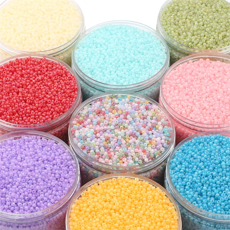 3mm 4mm ลูกปัดแก้วสี ลูกปัดเมล็ดพืช สำหรับงานเย็บเข็ม สำหรับ DIY อุปกรณ์เครื่องประดับ