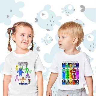 ใหม่ YouTube เสื้อยืดแขนสั้น พิมพ์ลายการ์ตูนเกม Roblex Rainbow Friends สีขาว สไตล์ฮาราจูกุ สําหรับเด็กผู้ชาย และเด็กผู้หญิง