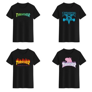 Thrasher เสื้อยืด คอกลม พิมพ์ลาย 1 3ALL สีดํา สีขาว สําหรับผู้ชาย และผู้หญิง