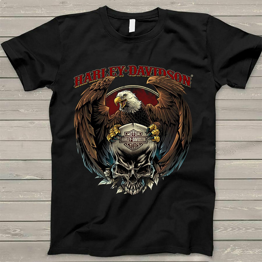 เสื้อยืด พิมพ์ลาย Eagle Motorcycle สีดํา สําหรับผู้ชาย 216494