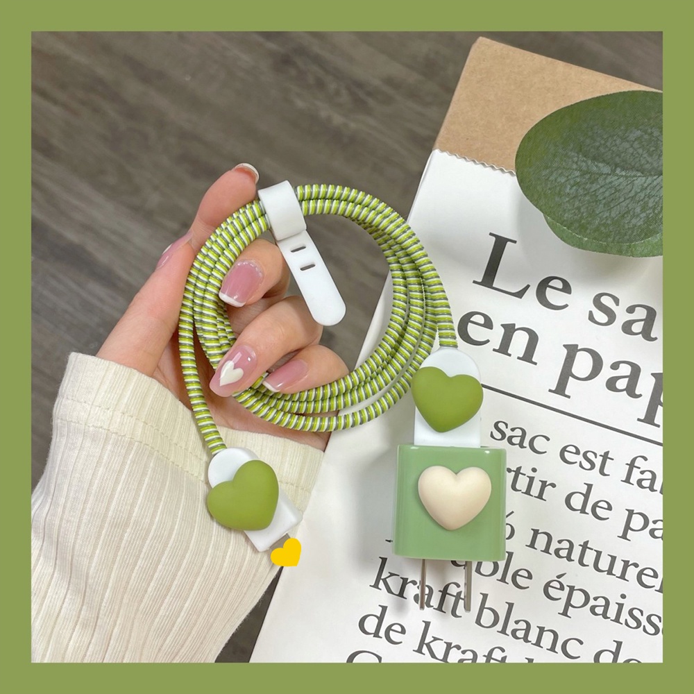 5W USB-A TO L Charger Case Green Love Charger Cover ใช้งานร่วมกับ iphone 11/xsmax/ xr/x / xs/8plus / 7plus/6s / 6splus/ SE / 5S / S