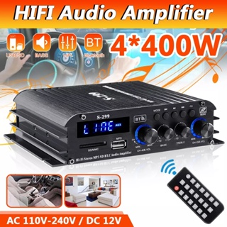 S-299 เครื่องขยายเสียงสเตอริโอ บลูทูธ 110V 12V Hifi 4.1 ช่องทาง