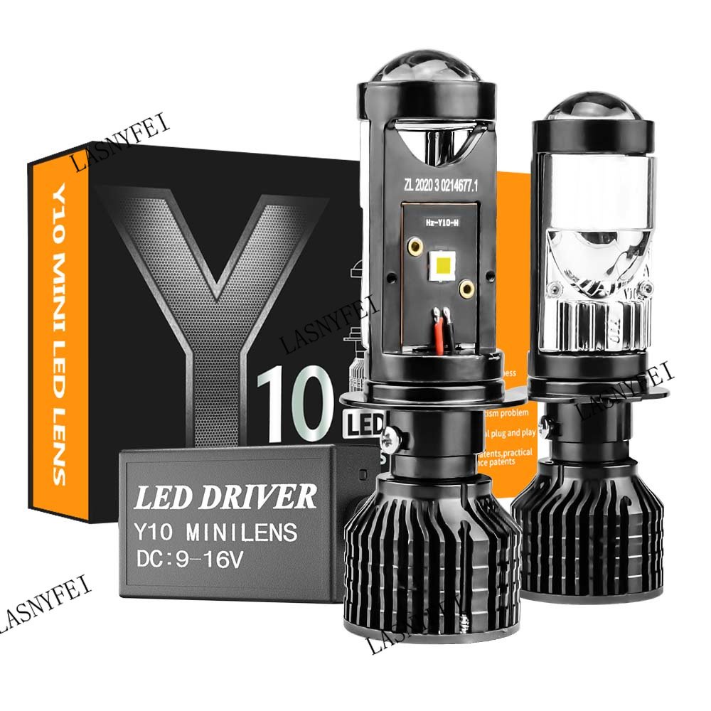 1PC LED ไฟหน้ารถยนต์ Micro-เลนส์โปรเจคเตอร์ 60W 12000LM H4 H7 Canbus Y10 6000K 12V ไฟหน้ารถจักรยานยน
