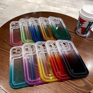 เคสโทรศัพท์มือถือ ซิลิโคน ใส กันกระแทก ไล่โทนสี สําหรับ iPhone 12 11 Pro max