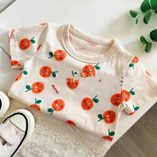เสื้อยืดแขนห้าส่วนน่ารัก สไตล์เกาหลี แฟชั่นฤดูร้อน สําหรับเด็ก