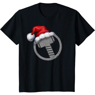 เสื้อยืด พิมพ์ลายกราฟฟิค Marvel Thor Hammer Icon Santa Hat คริสต์มาส_04