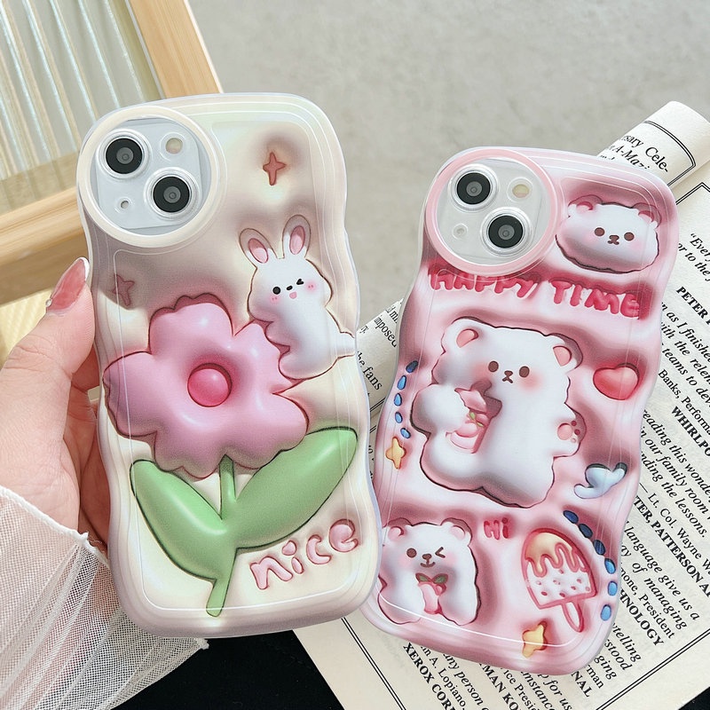 Soft Casing Samsung Galaxy A55 A35 A25 A54 A34 A24 A14 A04 A12 A73 A53 A52 A52S A33 A32 A23 A72 A22 A13 4G 5G A03S A02S A11 A02 A03 A51 A50 A50S A30S A20 A30 A20S A10S A21S M12 M22 M32 M11 M02 J7 Prime Cute Visual 3D Bear Rabbit Flower Phone Case STB 27