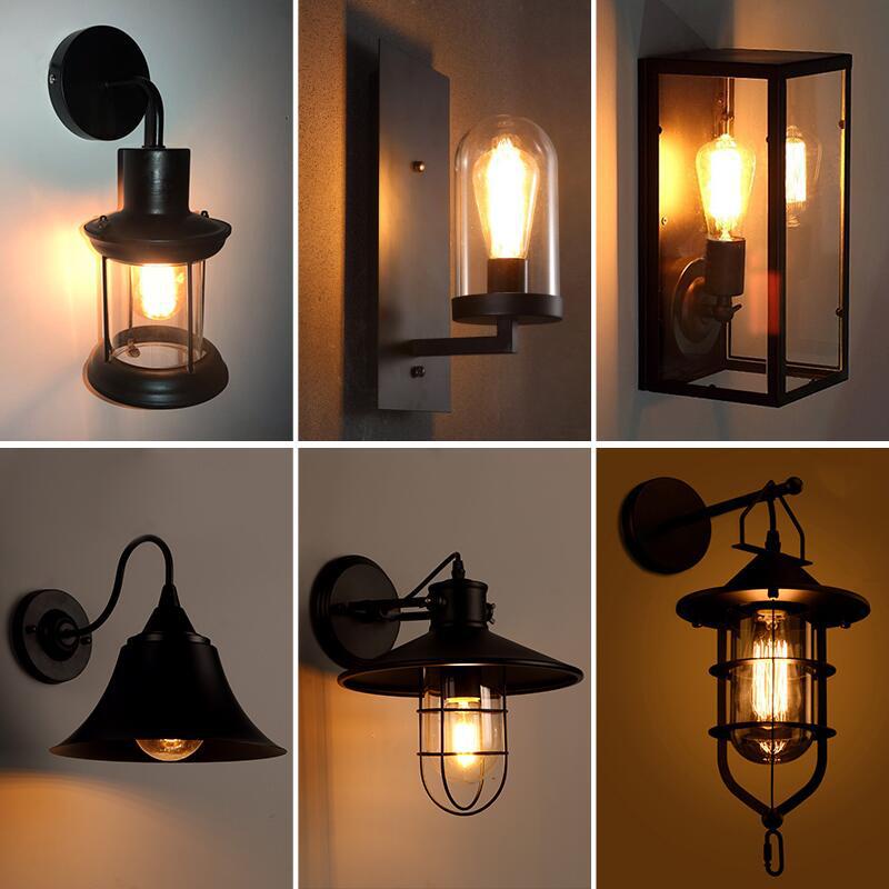 โคมไฟติดผนัง LED แนวเรโทร อเมริกัน สร้างสรรค์ สําหรับบาร์ คาเฟ่ ระเบียง