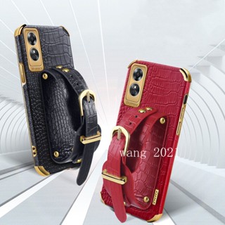 2023 New Casing เคส OPPO Reno8 T 8T Reno 8 T A78 4G 5G Phone Case with Wristband Stand High Quality Crocodile Pattern Soft Case เคสโทรศัพท