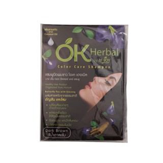 โอเค HERBAL เฮอเบิล แชมพูปิดผมขาวสีน้ำตาล30มล.OK COLOR CARESHAMPOO BROWN30ML