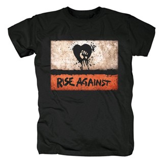 👕✨ผ้าฝ้ายแท้เสื้อยืด พิมพ์ลาย Chicago Rise Against Hardcore สไตล์พังก์ร็อค สําหรับผู้ชายS-4XL