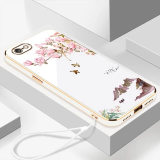 เคสไอโฟน iphone 6 7 8 6s 6 7 8 plus TPU นิ่ม ขอบตรง ชุบไฟฟ้า บางพิเศษ กันกระแทก ลายภูมิทัศน์นก สําหรับ iphone 6 7 8 6s 6 7 8 plus