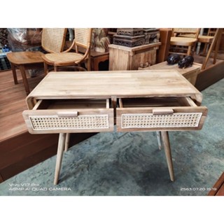 พร้อมส่ง / wooden mix rattan console table size 80*45.80cm โต๊ะคอนโซล โต๊ะคอนโซลงานหวาย โต๊ะญี่ปุ่นไม้สัก โต๊ะไม้สักญี่ป