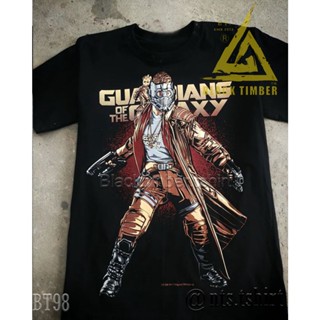 🌟​พร้อมส่ง​🌟 Guardians of the Galaxy Groot Star Lord เสื้อยืด สีดำ  Black Timber T-Shirt ผ้าคอตตอน สกรีนลายแน่น S M L