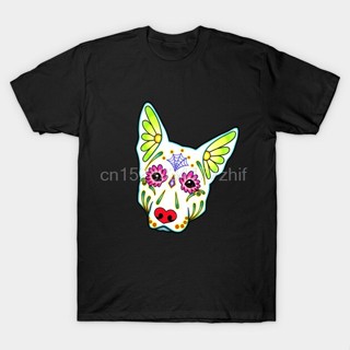 Men t-shirt German Shepherd in White   Day of the Dead Sugar Skull Dog  tshirt Women t shirt_02