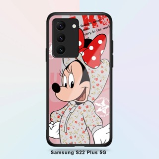 สําหรับ Samsung S23 S22 S21 Plus Ultra 5G เคสกระจกนิรภัย ปิดด้านหลัง กันกระแทก ลายการ์ตูนดิสนีย์ มิกกี้เมาส์ มินนี่เมาส์ น่ารัก