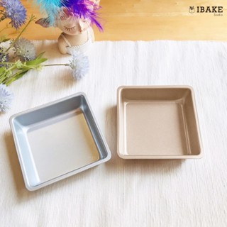 IBakeStudio ถาดอบทองเทฟลอน พิมพ์ขนมสี่เหลี่ยม 4 นิ้ว ขนาดเล็กพร้อมส่ง