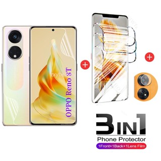 3in1 ฟิล์มไฮโดรเจล กันรอยหน้าจอ เลนส์กล้อง หน้า หลัง แบบใส สําหรับ OPPO reno 8T reno 8 T A78 A98 4G 5g 2023