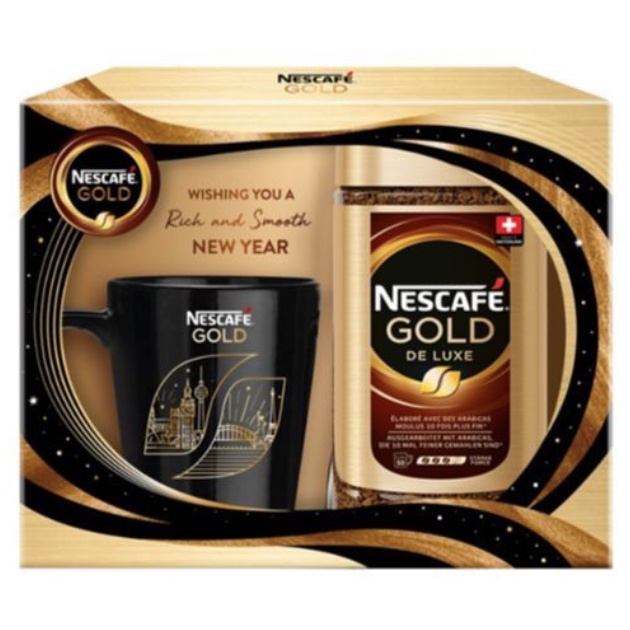 เซ็ตของขวัญ กาแฟ Nescafe Gold Deluxe (Gift Set + Mug) เนสกาแฟโกลด์ เดอลุกซ์ กาแฟนำเข้าจากสวิส ขนาด 200g. + แก้วมัค