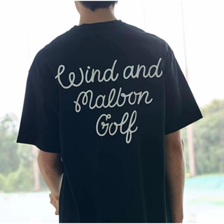 เสื้อยืดแขนสั้น คอกลม พิมพ์ลายตัวอักษร Malbon golf WAS ทรงหลวม สําหรับผู้ชาย และผู้หญิง